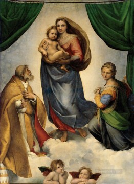 Rafael Painting - La Virgen Sixtina, maestro del Renacimiento, Rafael